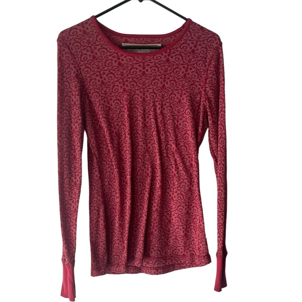 Aventura Women's Size Medium Red Fair Isle Thermal Long Sleeve Shirt